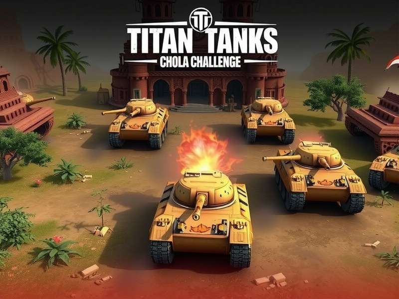 Titan Tanks Chola Challenge gameplay screenshot showing tank battle
